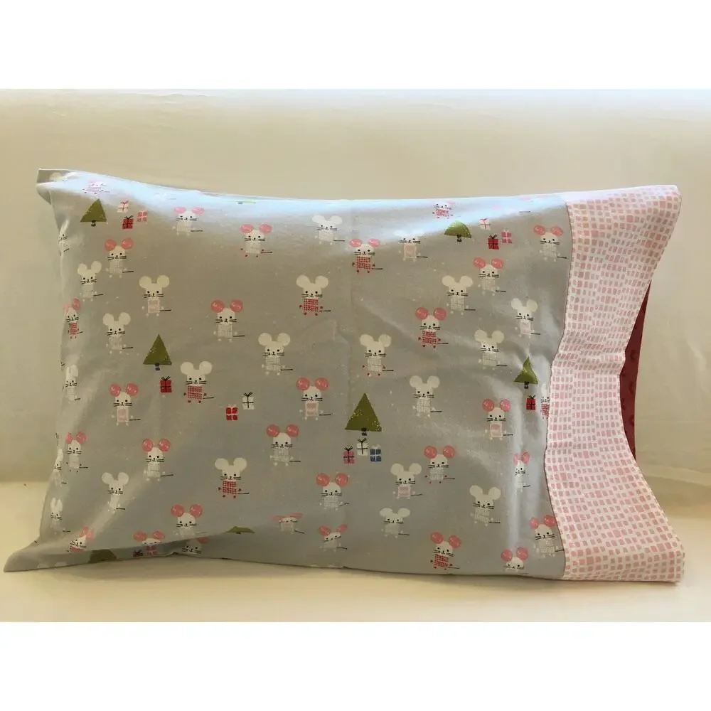 Handmade Christmas Mice Pillowcase: Toddler/ Travel Size